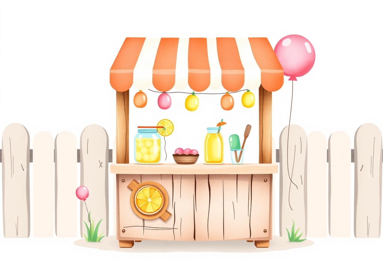 Illustrated lemonade and popsicle stand